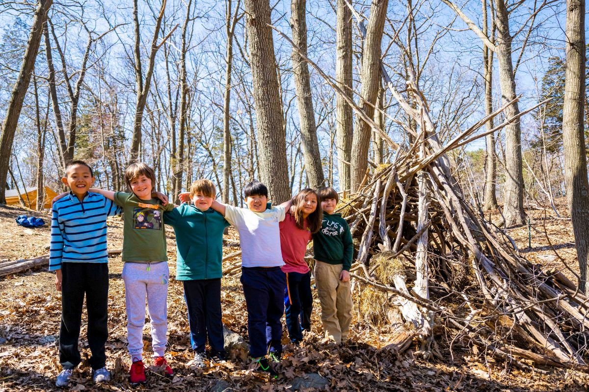 Children exploring and playing outside